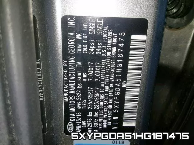 5XYPGDA51HG187475 фото 2