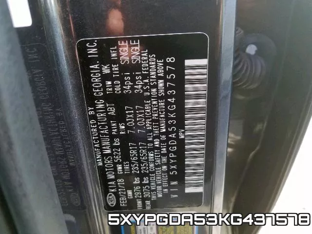 5XYPGDA53KG437578 фото 2