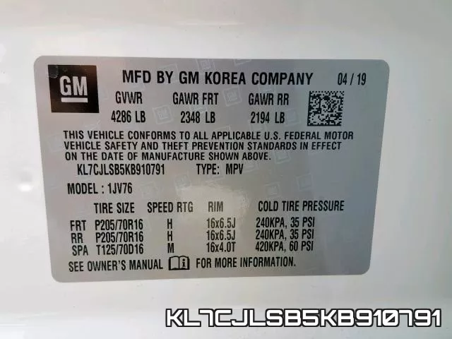 KL7CJLSB5KB910791 фото 2