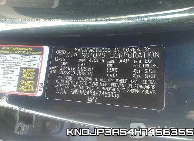 KNDJP3A54H7456355 фото 10