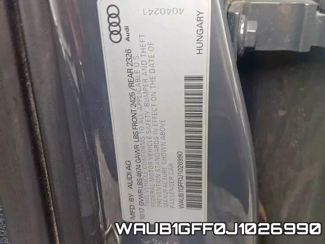 WAUB1GFF0J1026990 фото 2