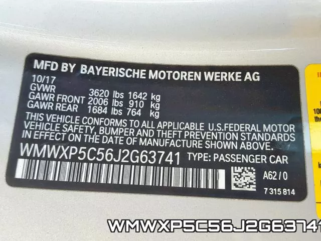 WMWXP5C56J2G63741 фото 2