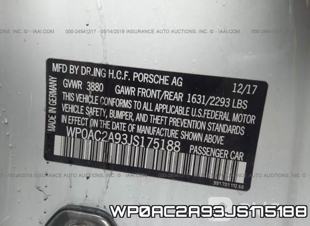 WP0AC2A93JS175188 фото 10