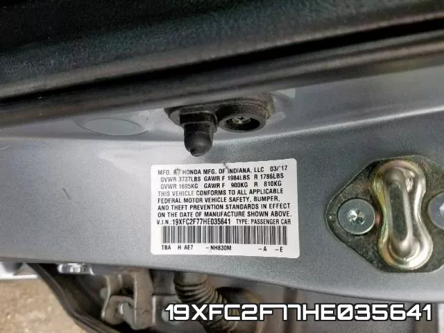 19XFC2F77HE035641 фото 2