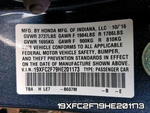 19XFC2F79HE201173 фото 2