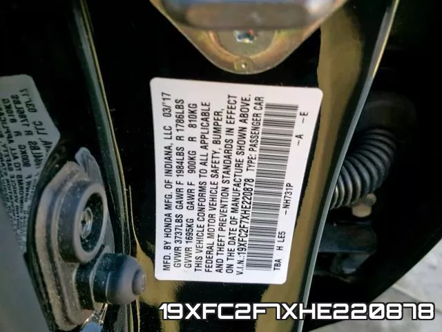 19XFC2F7XHE220878 фото 2