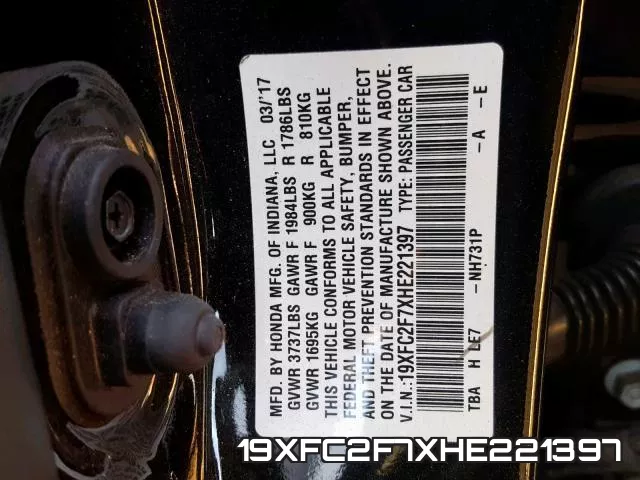 19XFC2F7XHE221397 фото 2