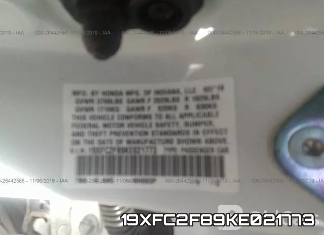 19XFC2F89KE021773 фото 10