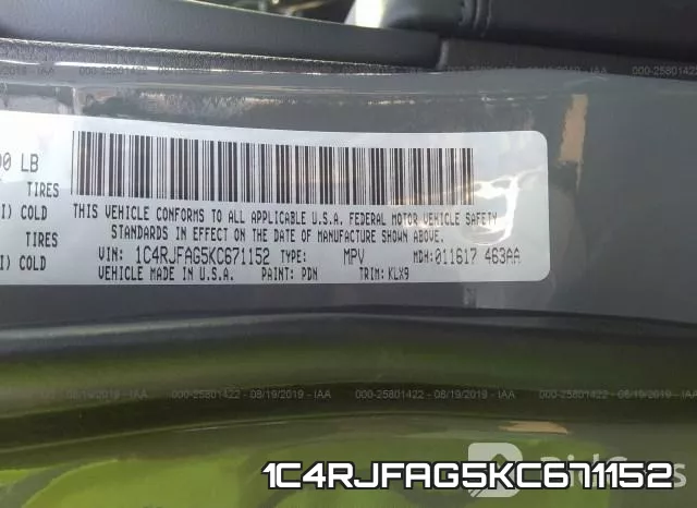 1C4RJFAG5KC671152 фото 10