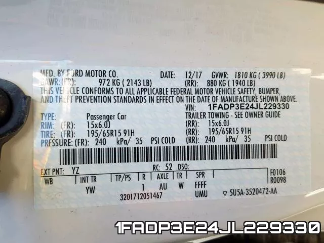 1FADP3E24JL229330 фото 2