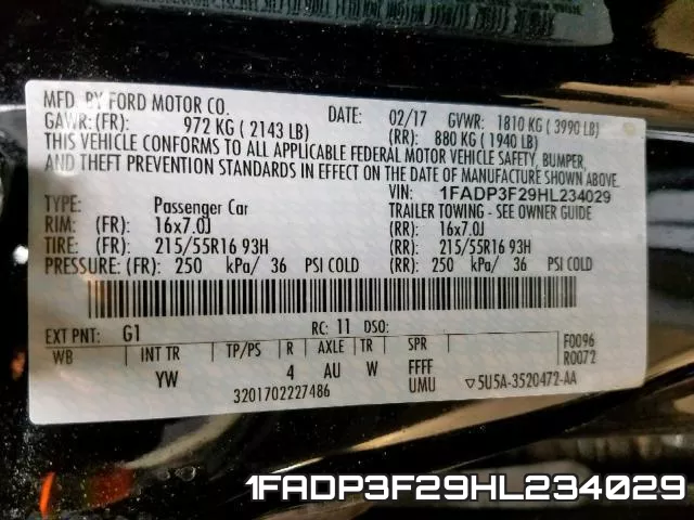 1FADP3F29HL234029 фото 2