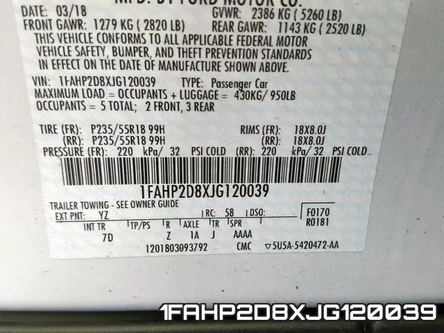 1FAHP2D8XJG120039 фото 2