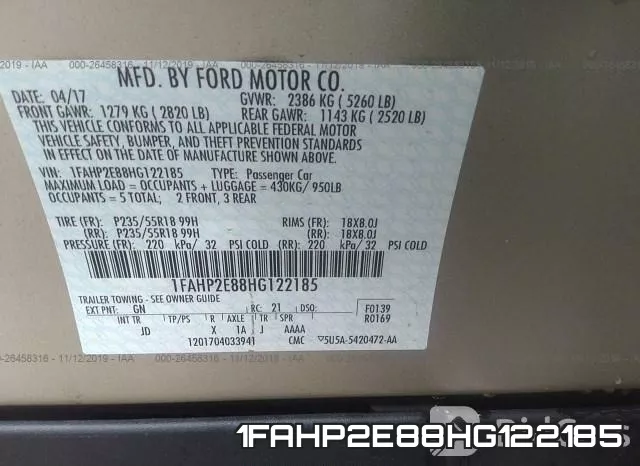 1FAHP2E88HG122185 фото 10