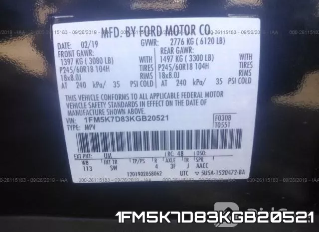 1FM5K7D83KGB20521 фото 10