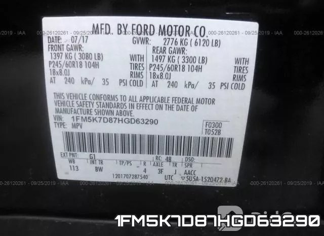 1FM5K7D87HGD63290 фото 10