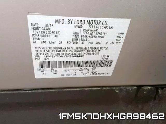 1FM5K7DHXHGA98462 фото 2