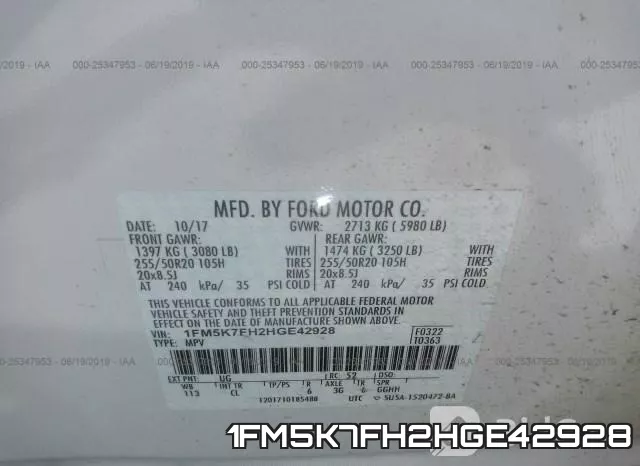 1FM5K7FH2HGE42928 фото 10