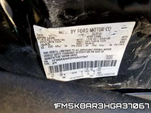 1FM5K8AR3HGA37067 фото 2