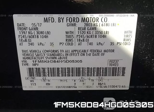 1FM5K8D84HGD05305 фото 9