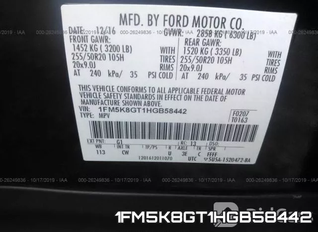 1FM5K8GT1HGB58442 фото 10