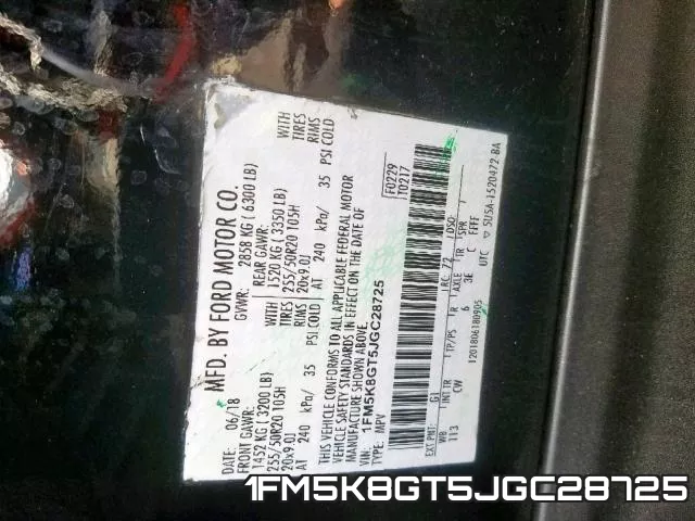 1FM5K8GT5JGC28725 фото 2