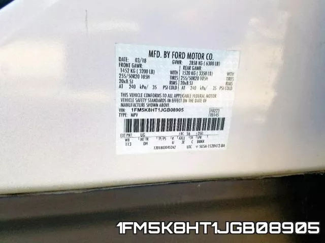 1FM5K8HT1JGB08905 фото 2