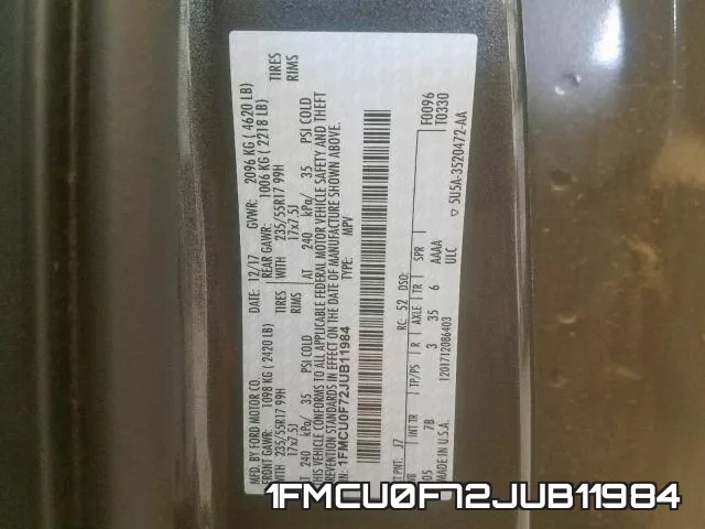 1FMCU0F72JUB11984 фото 2
