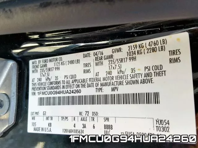1FMCU0G94HUA24260 фото 2