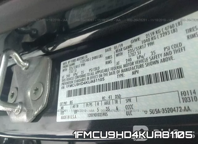 1FMCU9HD4KUA81105 фото 10