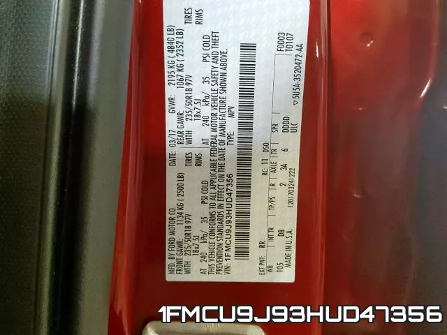 1FMCU9J93HUD47356 фото 2