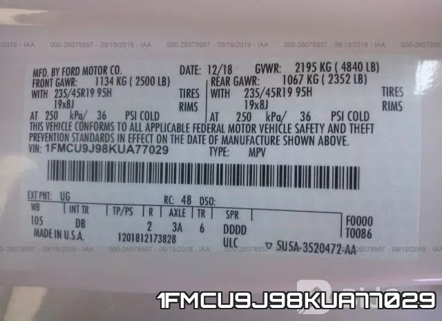 1FMCU9J98KUA77029 фото 10