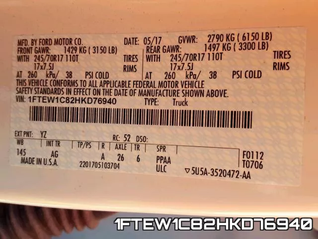 1FTEW1C82HKD76940 фото 2