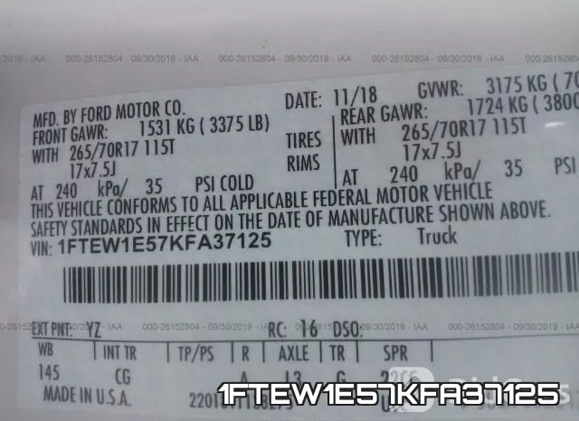 1FTEW1E57KFA37125 фото 10