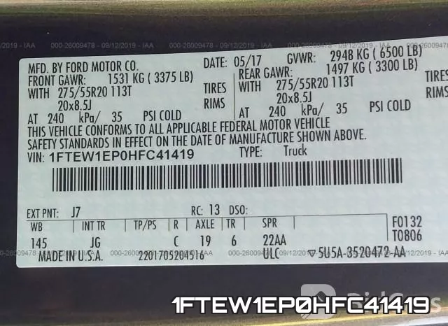 1FTEW1EP0HFC41419 фото 10