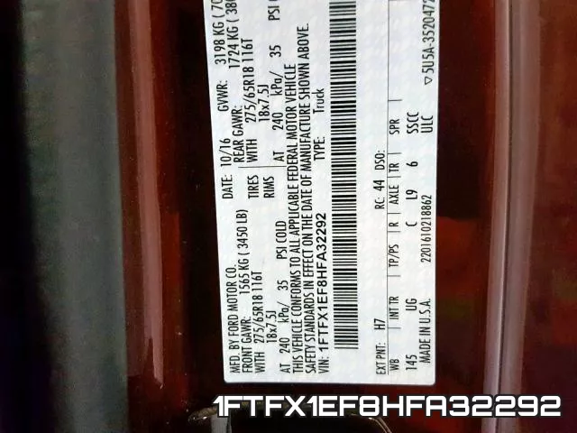 1FTFX1EF8HFA32292 фото 2