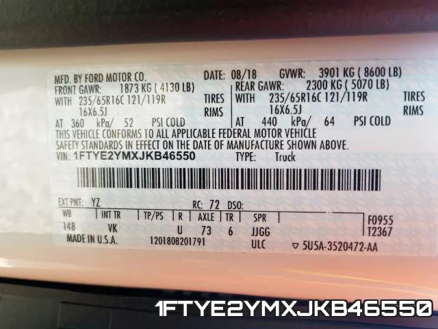 1FTYE2YMXJKB46550 фото 2
