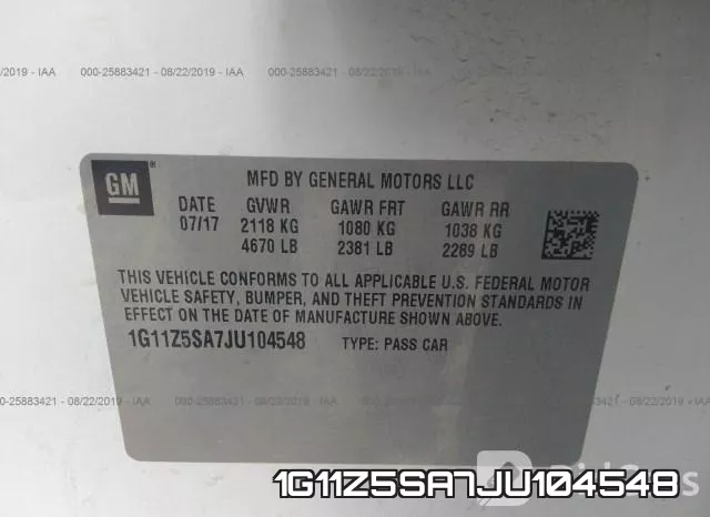 1G11Z5SA7JU104548 фото 10