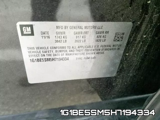 1G1BE5SM5H7194334 фото 2