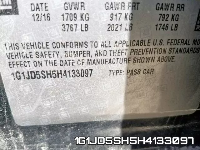 1G1JD5SH5H4133097 фото 2