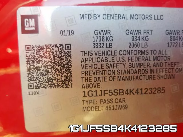 1G1JF5SB4K4123285 фото 2