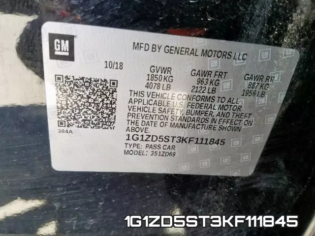 1G1ZD5ST3KF111845 фото 2