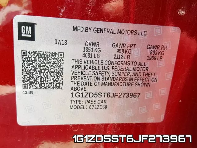 1G1ZD5ST6JF273967 фото 2