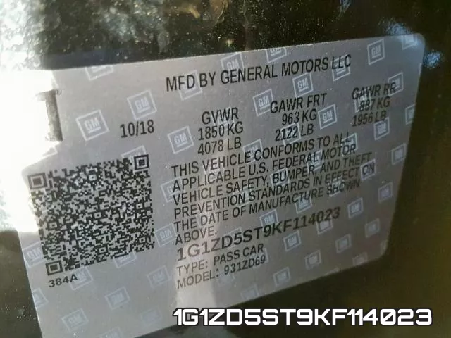 1G1ZD5ST9KF114023 фото 2