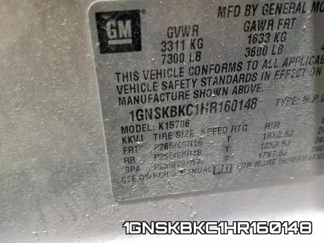 1GNSKBKC1HR160148 фото 2