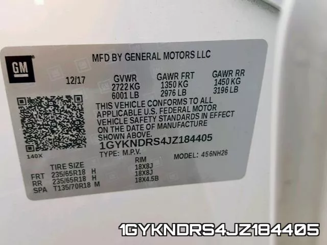 1GYKNDRS4JZ184405 фото 2