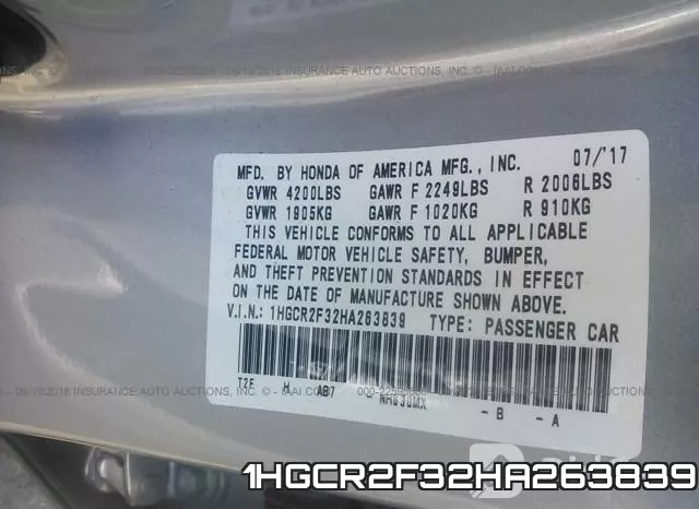1HGCR2F32HA263839 фото 10