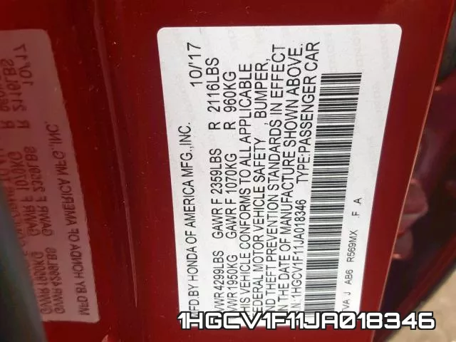 1HGCV1F11JA018346 фото 2