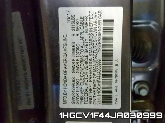 1HGCV1F44JA030999 фото 2