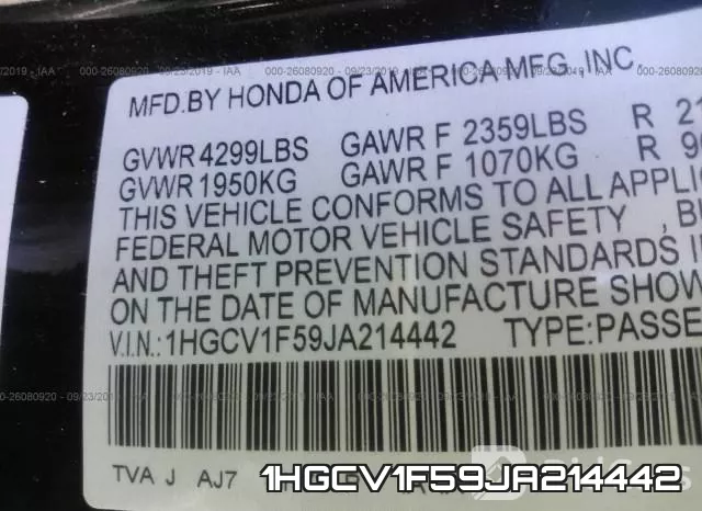 1HGCV1F59JA214442 фото 10
