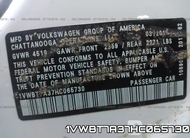 1VWBT7A37HC065730 фото 10